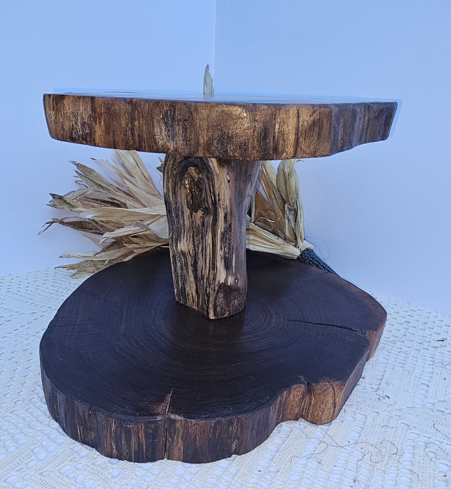 Rustic Live-Edge Black Walnut Two-Tiered Cupcake Stand