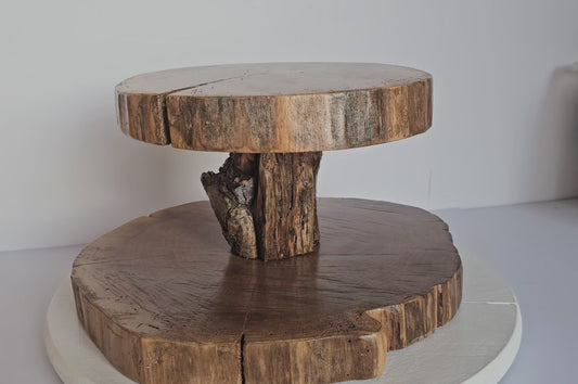 Rustic Black Walnut 2 Tier Cupcake & Appetizer Stand