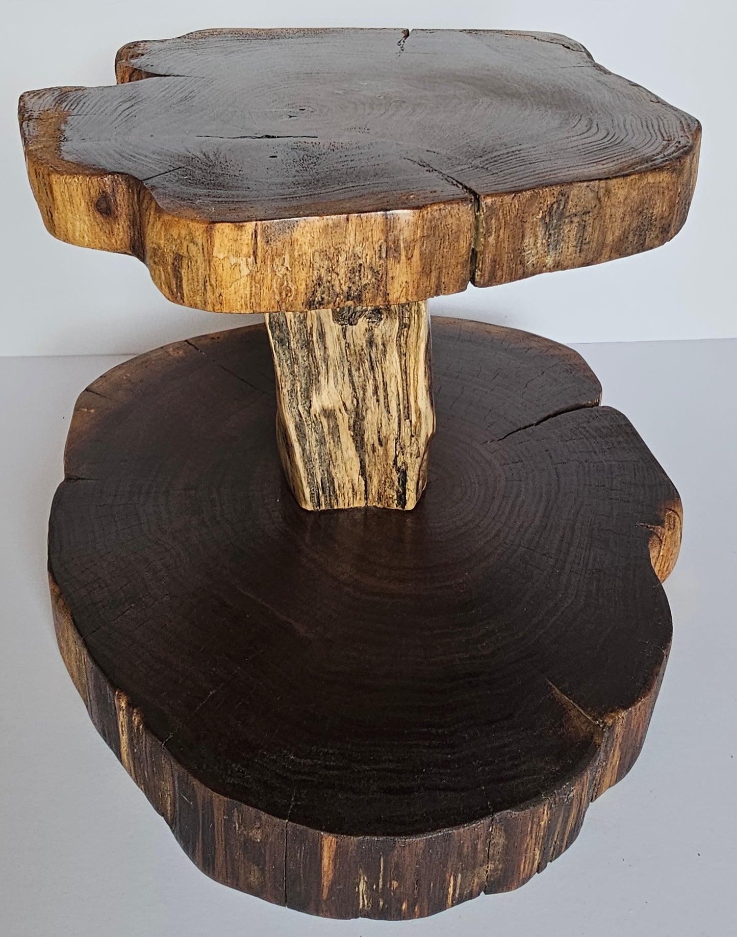 Rustic Live-Edge Black Walnut Two-Tiered Cupcake Stand