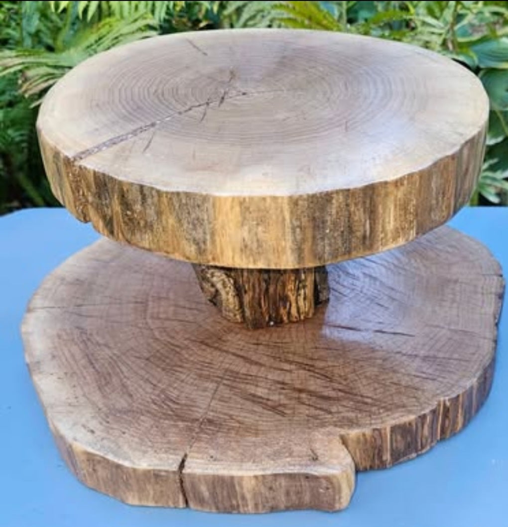 Rustic Black Walnut 2 Tier Cupcake & Appetizer Stand