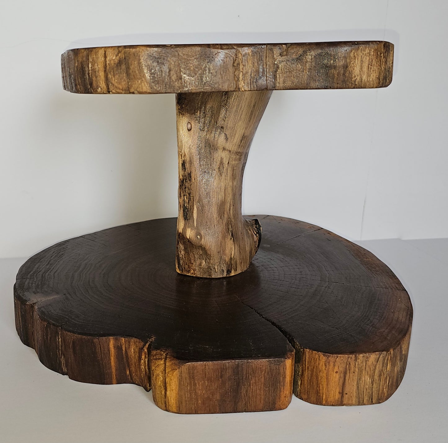 Rustic Live-Edge Black Walnut Two-Tiered Cupcake Stand