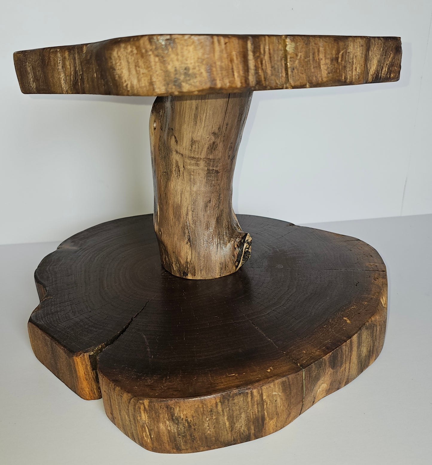 Rustic Live-Edge Black Walnut Two-Tiered Cupcake Stand