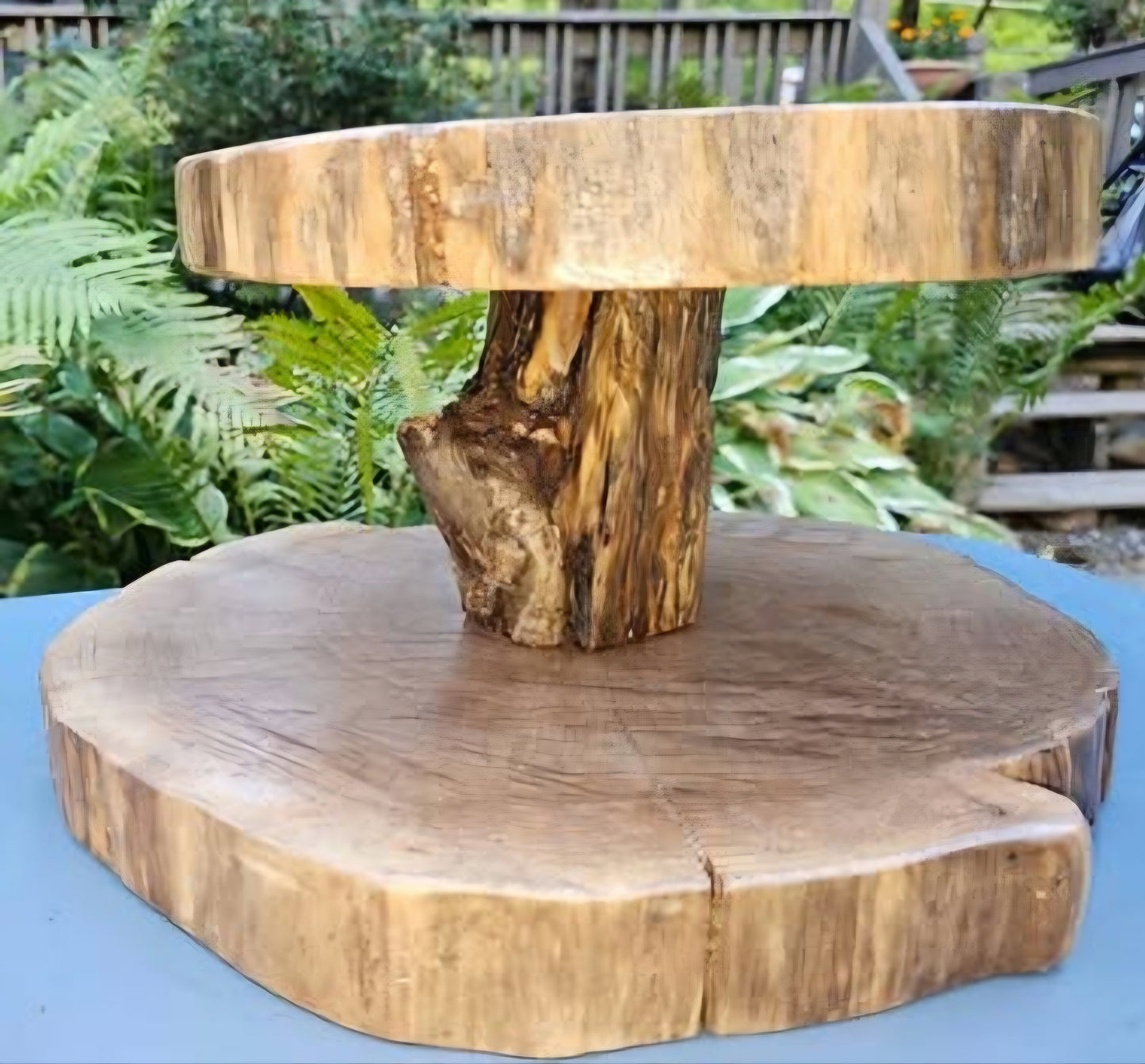 Rustic Black Walnut 2 Tier Cupcake & Appetizer Stand