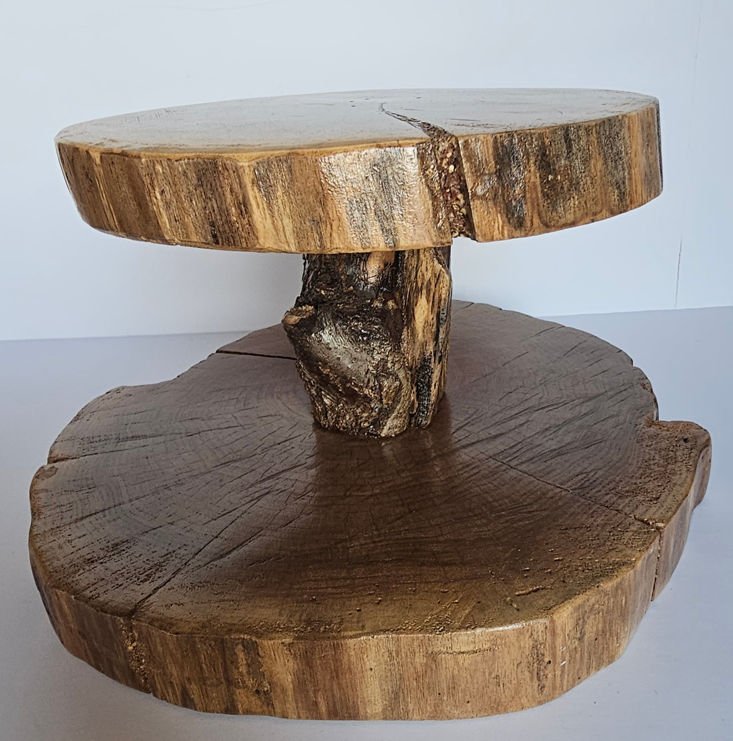 Rustic Black Walnut 2 Tier Cupcake & Appetizer Stand