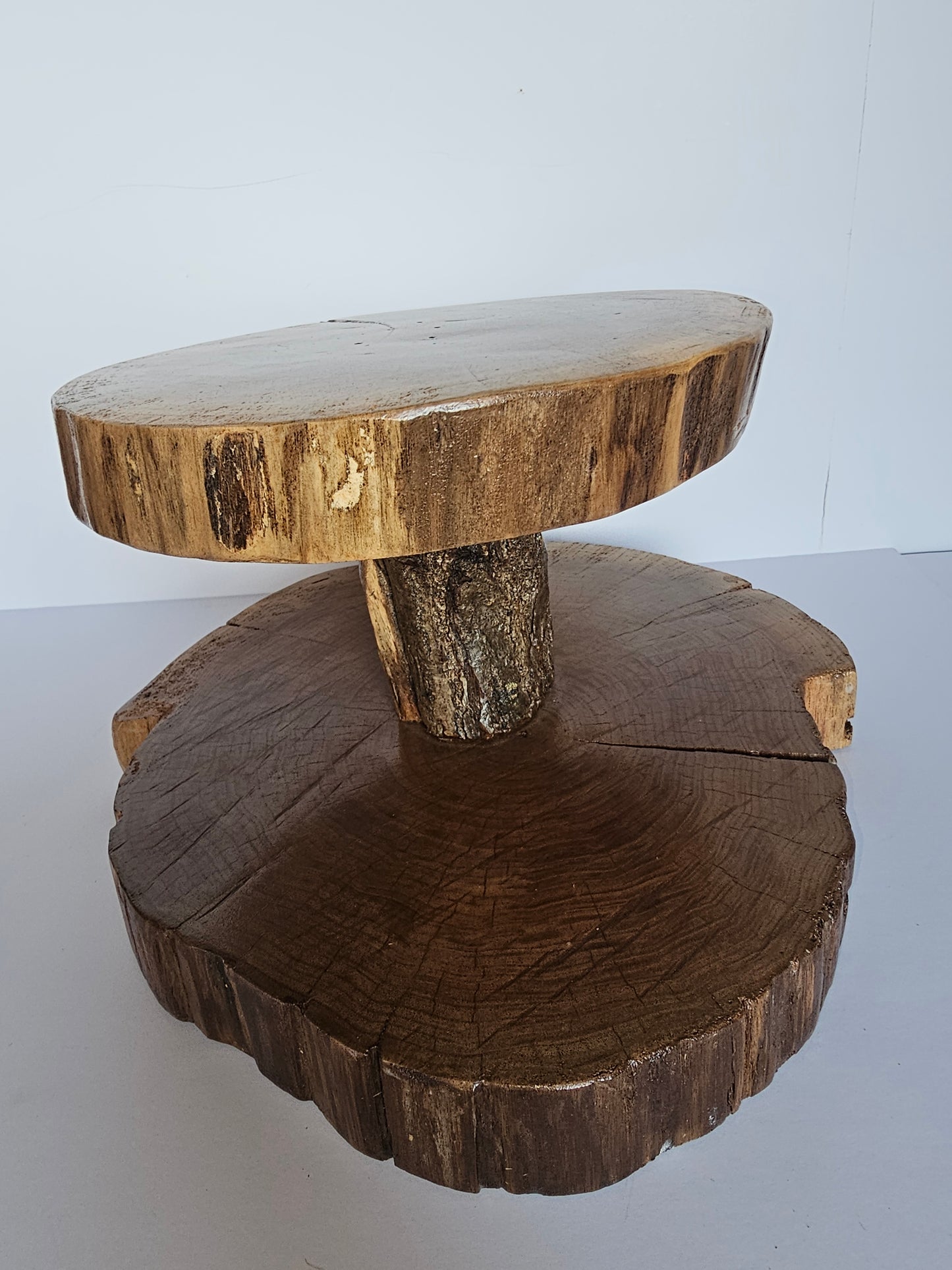Rustic Black Walnut 2 Tier Cupcake & Appetizer Stand