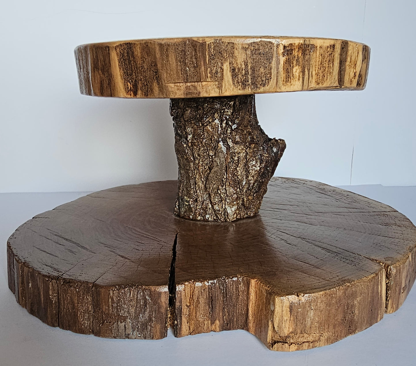 Rustic Black Walnut 2 Tier Cupcake & Appetizer Stand