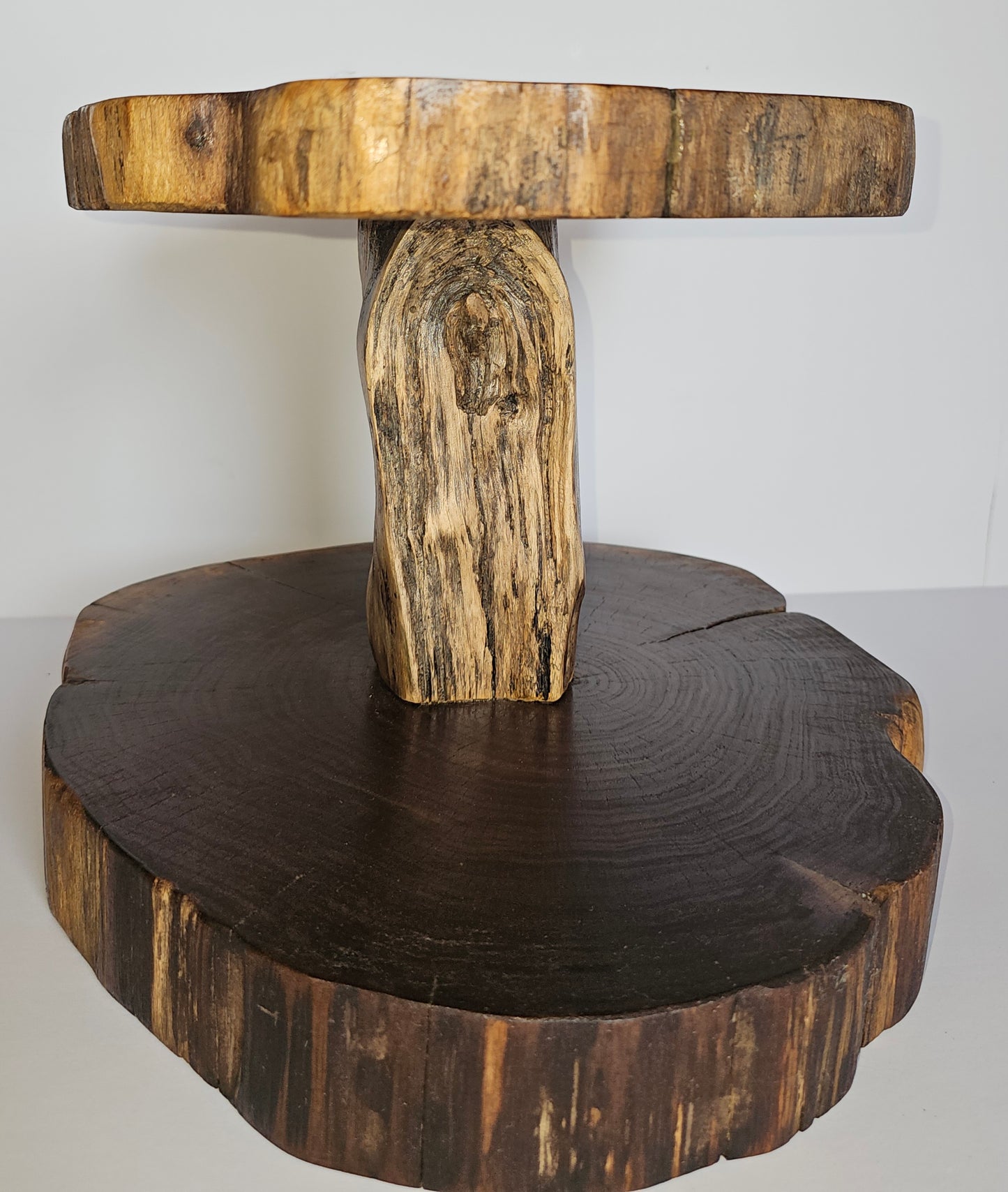 Rustic Live-Edge Black Walnut Two-Tiered Cupcake Stand