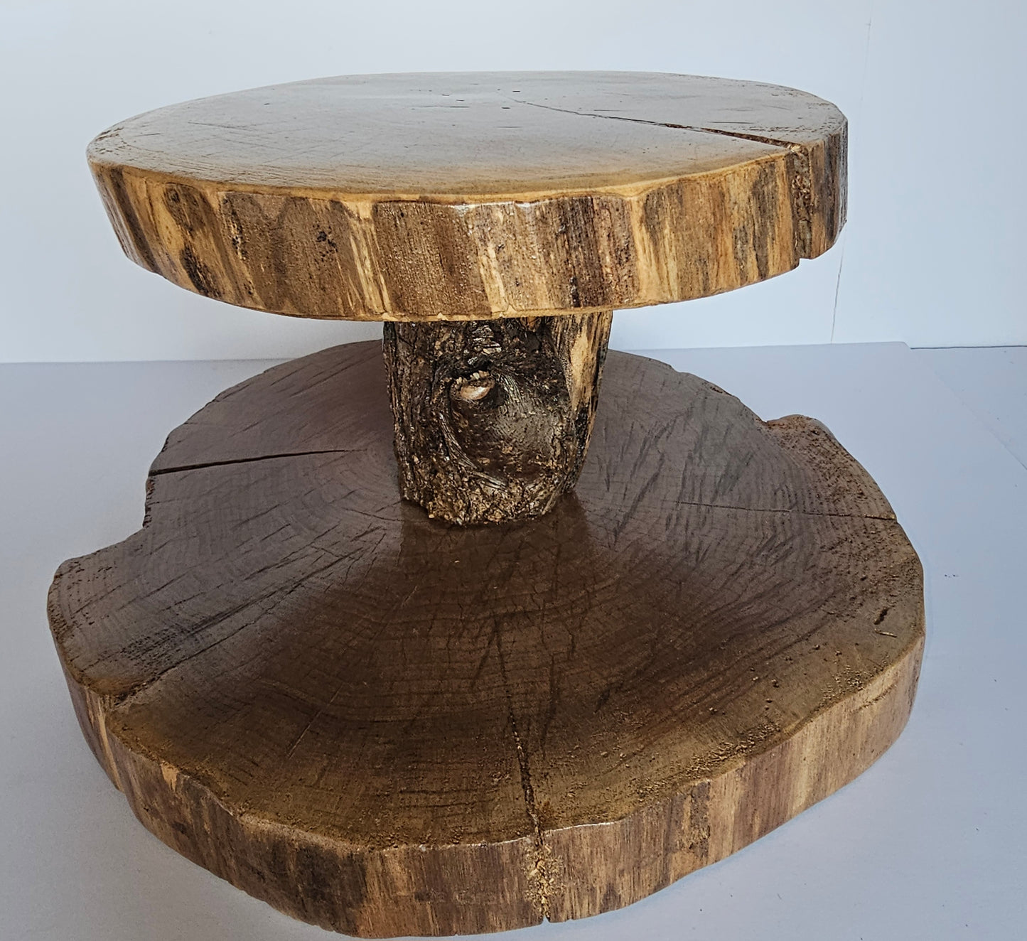 Rustic Black Walnut 2 Tier Cupcake & Appetizer Stand