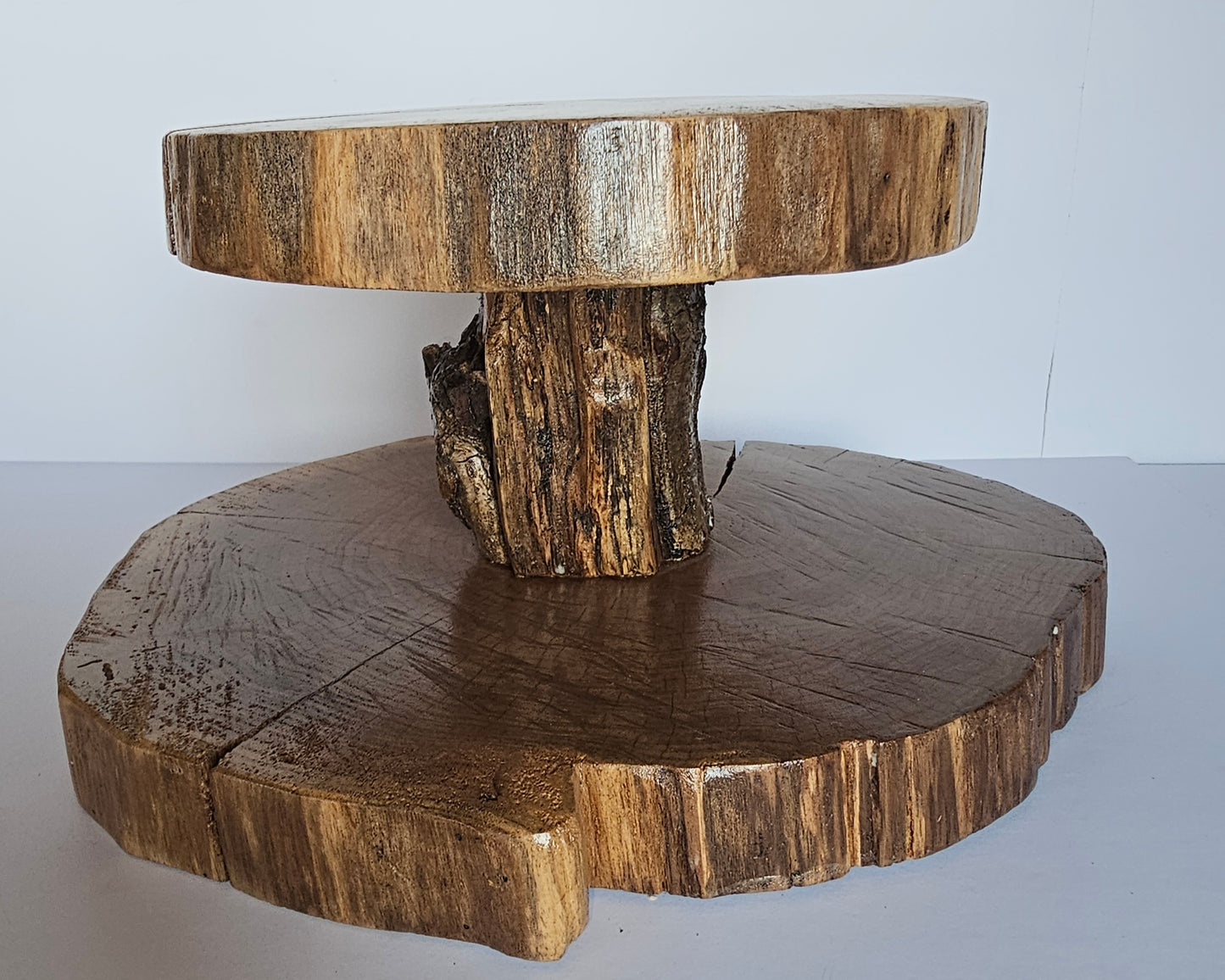 Rustic Black Walnut 2 Tier Cupcake & Appetizer Stand