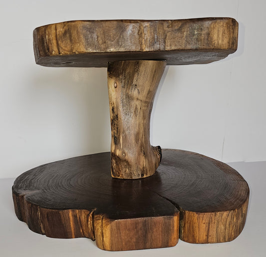Rustic Live-Edge Black Walnut Two-Tiered Cupcake Stand