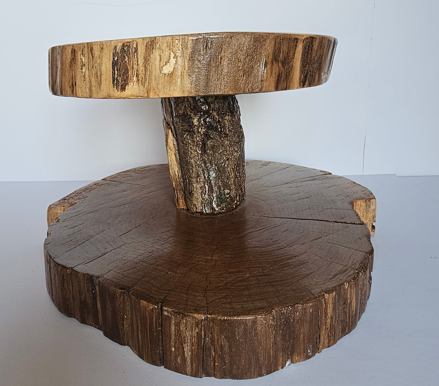 Rustic Black Walnut 2 Tier Cupcake & Appetizer Stand