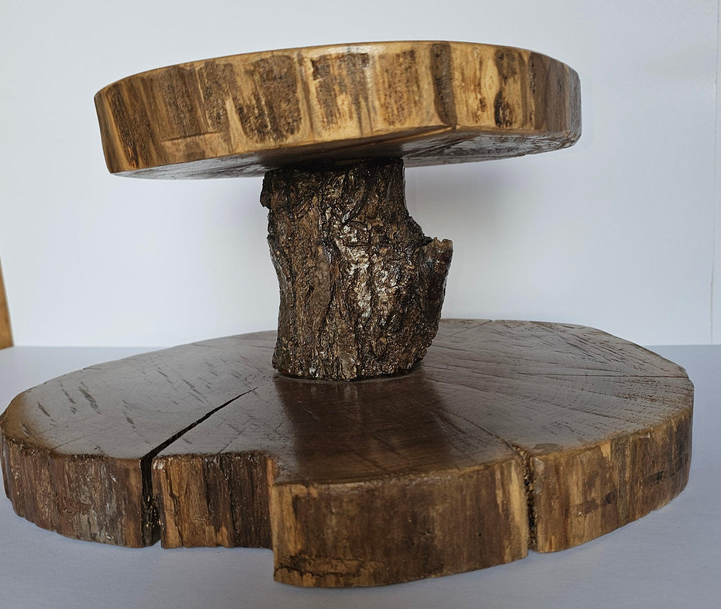 Rustic Black Walnut 2 Tier Cupcake & Appetizer Stand