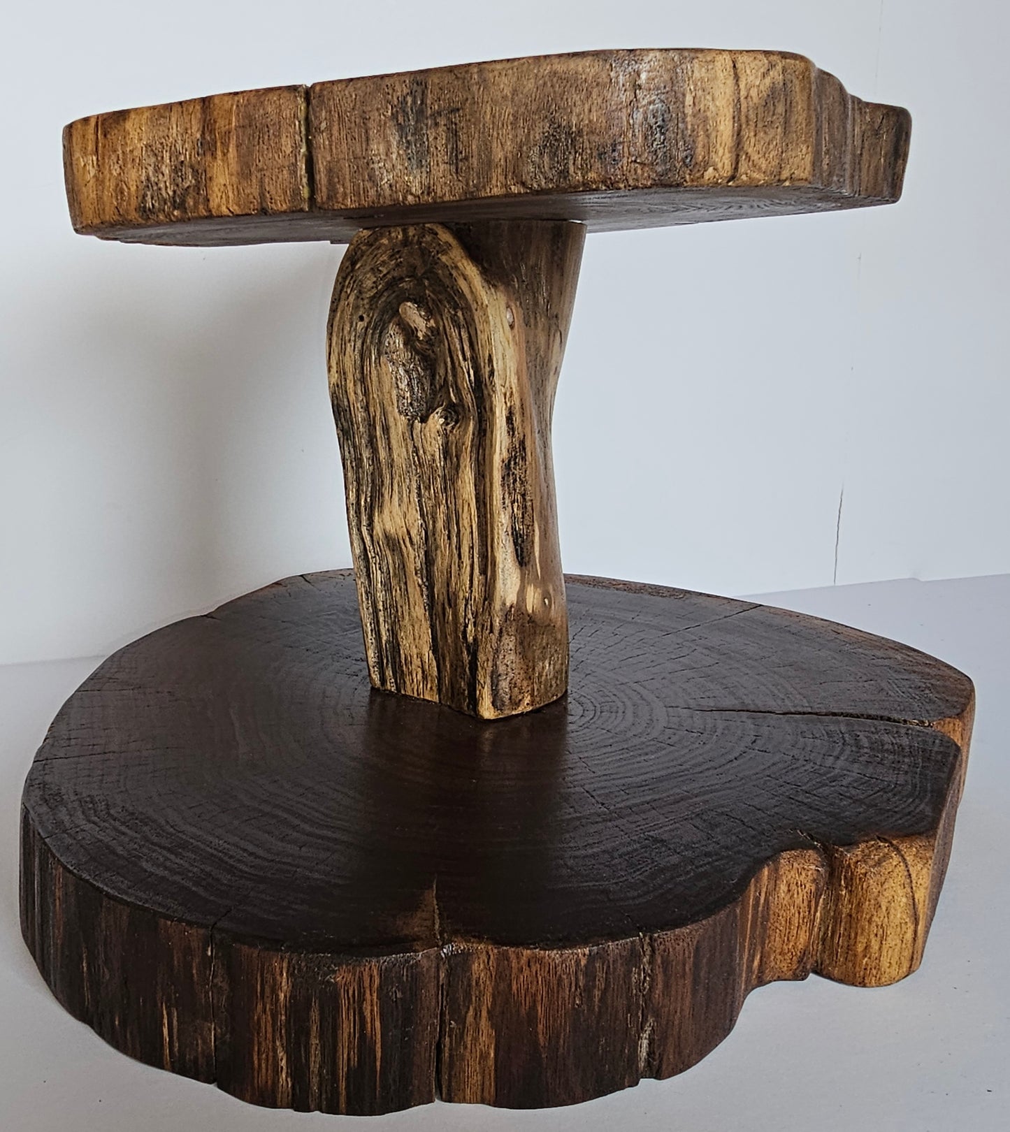 Rustic Live-Edge Black Walnut Two-Tiered Cupcake Stand